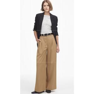 Madewell Harlow Superwide-Leg Trouser WMNS 14 Tan Twill Pleated High Rise NT345